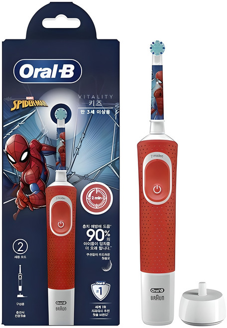 오랄비 바이탈리티 키즈 전동칫솔, D100K, 스파이더맨, 1개