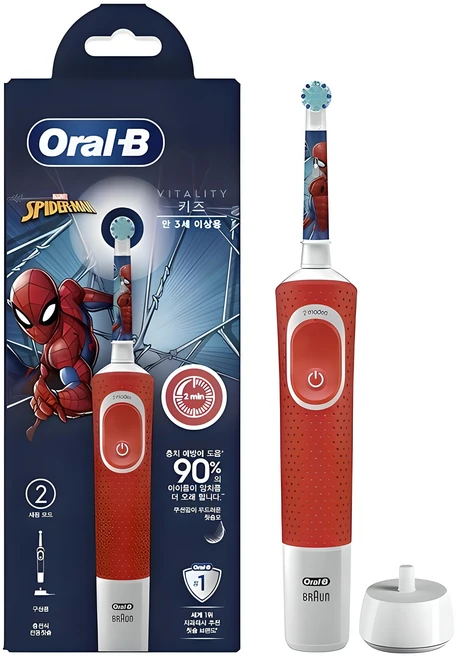 오랄비 바이탈리티 키즈 전동칫솔, D100K, 스파이더맨, 1개 - 쿠팡