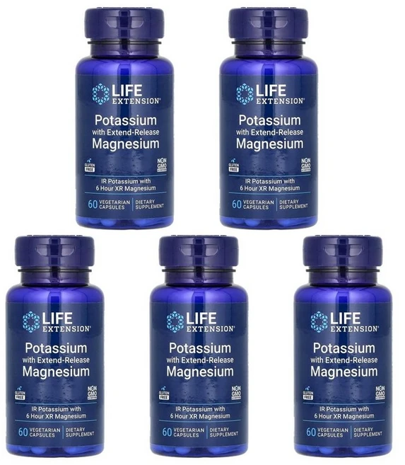라이프 익스텐션 칼륨 + 익스텐드-릴리즈 마그네슘 캡슐, 5개, 60정 - 쿠팡
