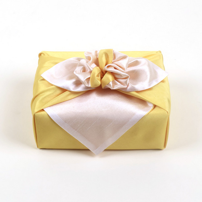[서문특수포장] 실크 겹 보자기 50cm 예단 혼수 명절 답례품 선물 포장 작은보자기, 1장, 208 옐로우/아이보리
