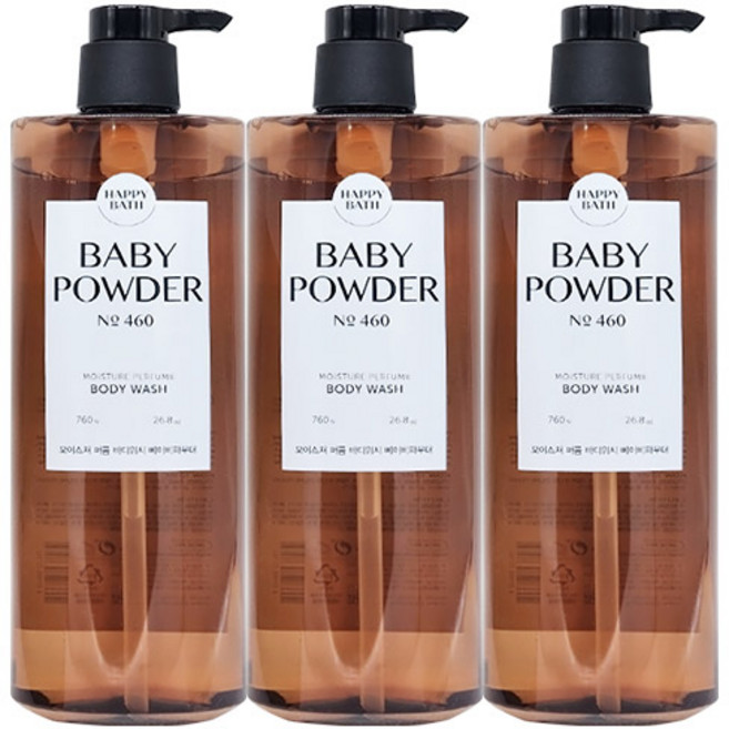 해피바스 모이스처 퍼퓸 바디워시 베이비파우더 향, 760g, 3개