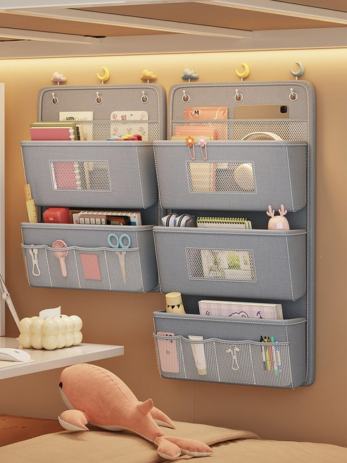 베베어스 다용도 문걸이 수납함 잡화 정리함 벽걸이 정리 포켓, 베이지3단