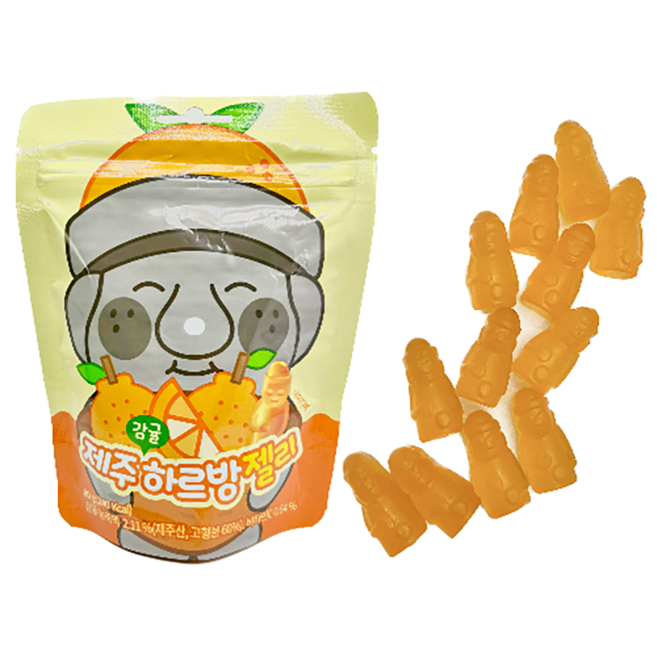 제주 감귤 하르방 젤리 지퍼백포장 여행선물 기념품 아이간식 새콤달콤 제리, 80g, 1개