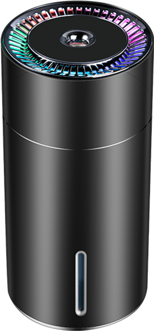 차량용 미니 가습기 무선 USB충전식 저소음 LED발광 블랙 그레이 선택가능, 블랙 [플러그인 타입]