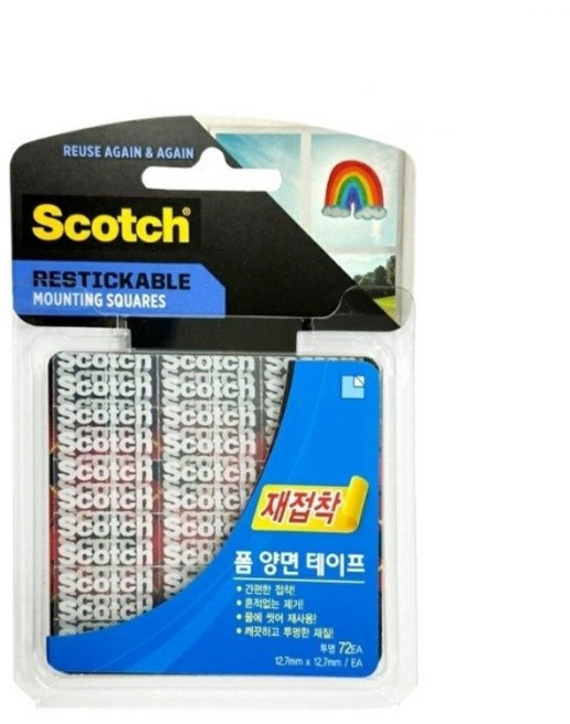 Scotch 스카치 간편한 재사용 투명 재접착 폼 양면 테이프 문구 및 오피스용, R103, 1개