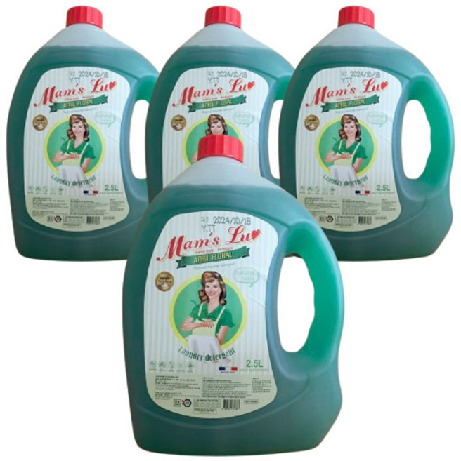 맘스럽 플로럴 액체세제 2.5L x 4개 실내건조용 프랑스 기술력 세척력 인증 프리미엄 저자극 대용량세제