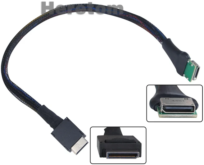 헤레톰 신형 광학 구리 링크 PCIe PCI-Express SFF-8611 4i 42핀 수컷에서 OcuLink SFF-8612 4I 암컷 SSD, 01 8611-8612-30, 01 8611-8612-30