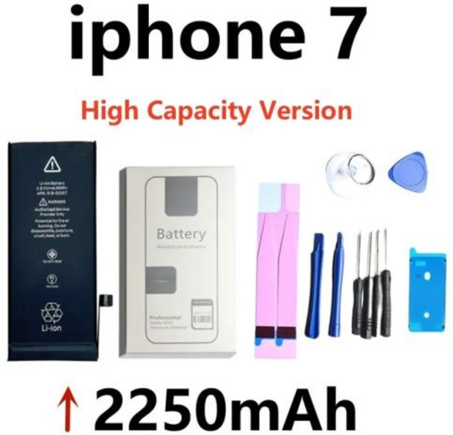 아이폰 6 6S 7 8 플러스 X Xs 맥스 XR 11 프로 맥스 휴대폰용 AAA 오리지널 고품질 배터리 무료 도구 스티커 포함, 7) For 7 2250mAh HC, 1개