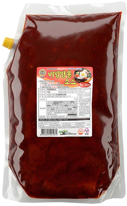 비빔밥용소스 5KG 뉴그린 스파우트 파우치 업소용 대용량 양념 소스 베이스 식당, 1개