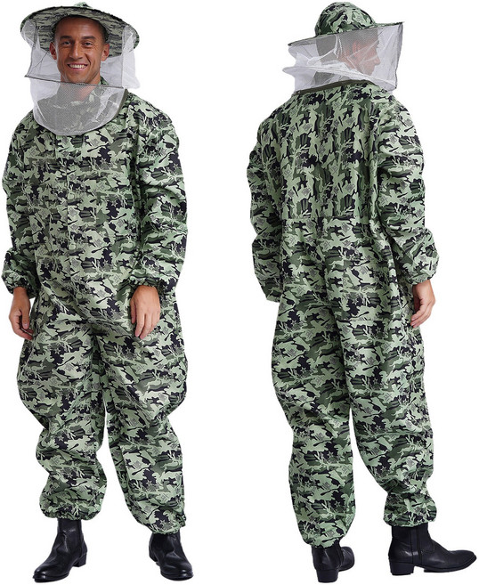 상하의 일체형 양봉옷 모자 장갑 포함 풀세트 벌초 벌옷, 1세트, 그린