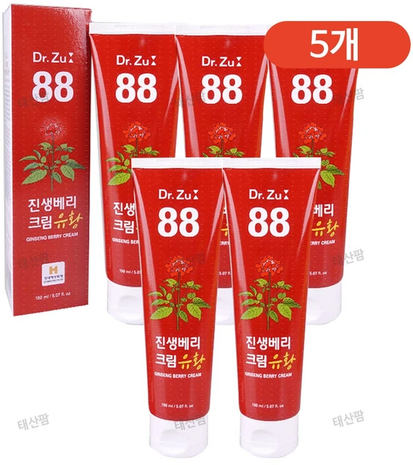 [유통기한 2026.06.02]닥터쥬 88 진생베리 크림 유황 근육통 파스 쿨링 마사지, 5개, 150ml - 쿠팡