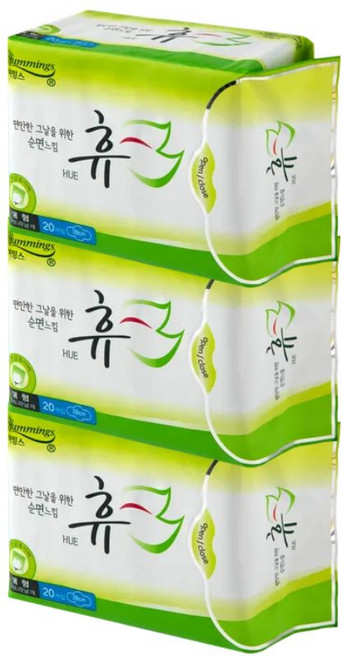 허밍스 휴 울트라슬림 생리대 날개형, 대형, 20개입, 3개