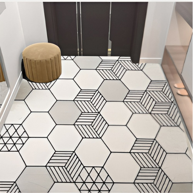 북유럽 패턴 코일매트 현관 출입구 베란다 발코니 신발장 바닥 미끄럼방지 발매트 가정용 홈인테리어, NO.5 헥사곤-큐브, 120 x 100, 1개