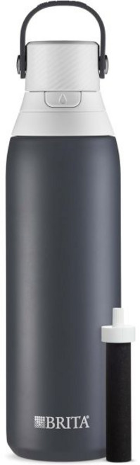 브리타 스테인리스 스틸 프리미엄 필터링 물병 BPA 무함유 재사용 가능 단열 플라스틱 300개 교체 필터 2개월 또는 40갤런 사용 1개 포함 20온스.