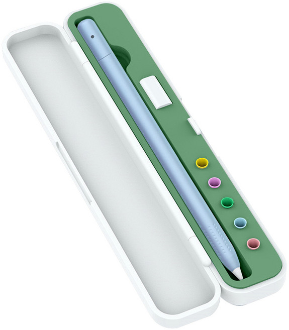 애플펜슬 호환 필통 케이스 휴대용 악세서리 수납 AC01, 1개, 케이스 장착용 그린