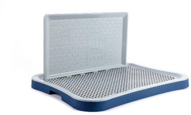 강아지 마킹 벽 배변판 오줌튀지않는 분리세척 화장실_, 블루+그레이, 1개