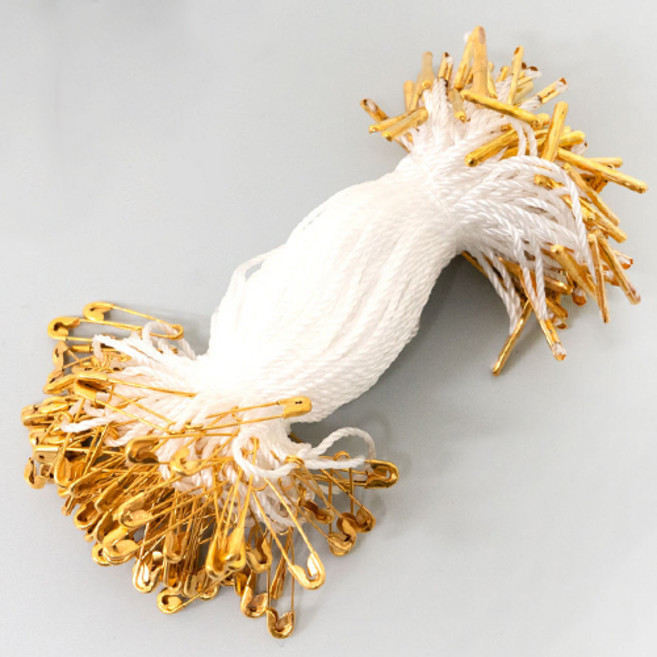 의류 제품 황동 택끈 라벨끈 상표끈 택핀 실고리핀, 1000개, 골드핀화이트실