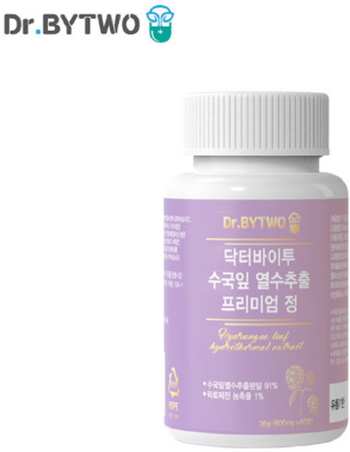 닥터바이투 수국잎 열수추출 프리미엄 정 [600mg x 60정] 자외선에 의한 피부 손상으로부터 피부보호. 내장지방완화 엘라스틴 피쉬콜라겐 비타민c 락토페린 함유, 수국잎 열수추출 프리미엄 정 4병, 1개