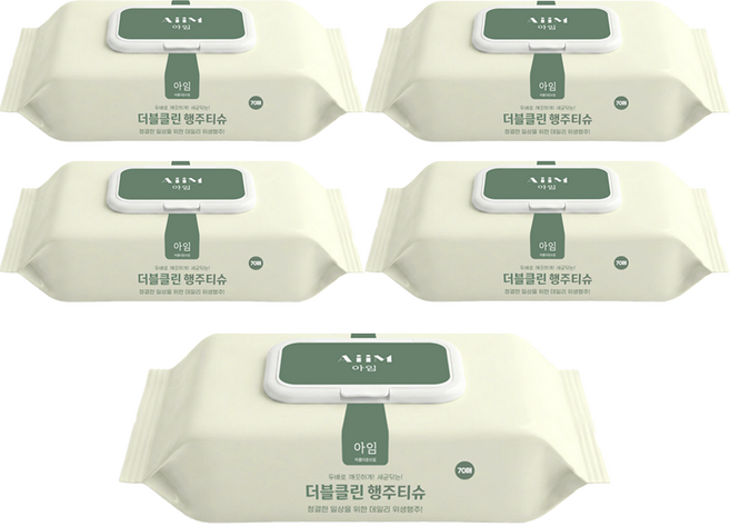 아임 더블클린 행주티슈 70매 청소물티슈 일회용행주 뽑아쓰는행주, 5개