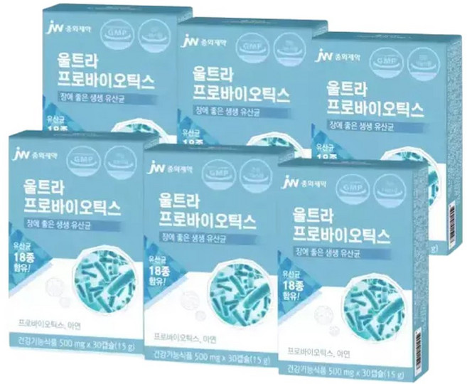 JW중외제약 울트라 프로바이오틱스 유산균 6개월분 락토바실러스 가세리 비피더스 대장 유산균 모유 신바이오틱스, 30정