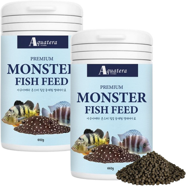 아쿠아테라 침강성 중대형입자 몬스터 열대어 사료, 440g, 2개