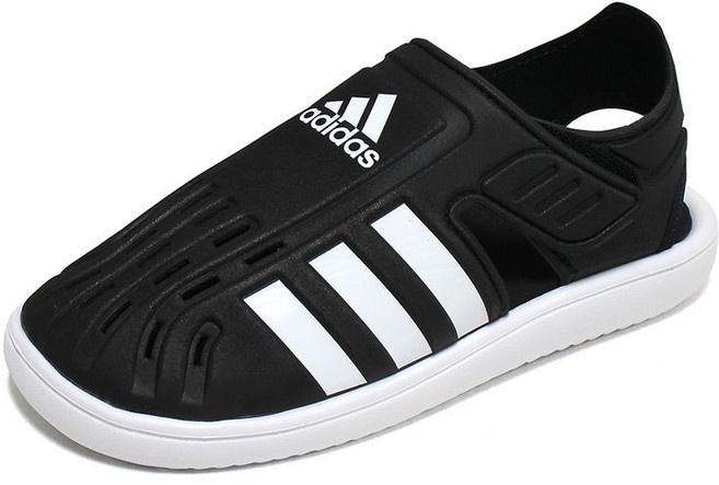 아디다스 키즈 워터 C 아동 주니어 샌들 슬리퍼 블랙 GW0384