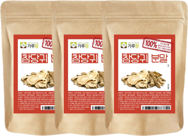 가루랑 100% 국산 참당귀분말 선식 200g 3개 묶음