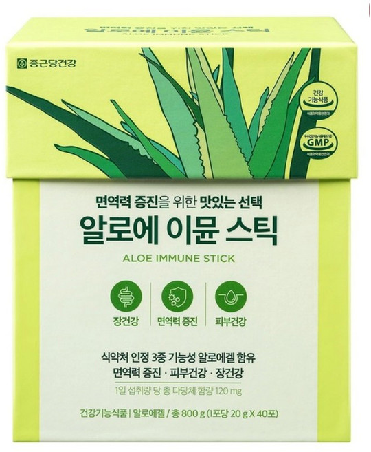 종근당건강 알로에 이뮨 스틱 20g x 40포, 40개