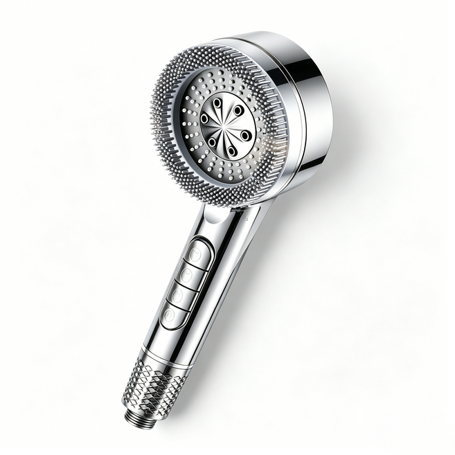 2026新款 加壓蓮蓬頭 四檔過濾 噴霧按摩花灑 一鍵止水 強力水流, 亮銀【增壓過濾除氯按摩花灑】, 1個