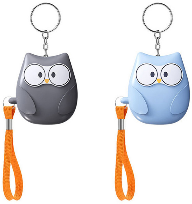 2개세트 부엉이 호신용 휴대용 경보기, 그레이+블루, 2세트