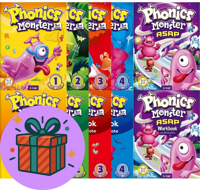 Phonics Monster 3rd 1 2 3 4 ASAP SB+WB 세트 선택구매 (전2권), 파닉스 몬스터 1 (교재+워크북)