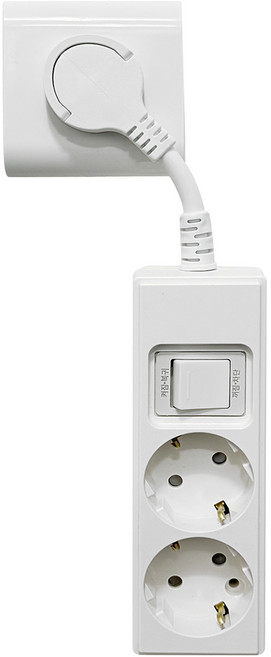 제로갭 납작 슬림 짧은 멀티탭 통합 스위치 고용량 2구, 1개, 화이트, 10cm