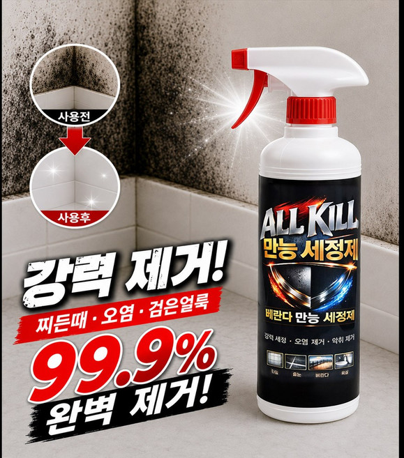 초강력 만능 곰팡이 제거제 화장실 베란다 방 올킬 500mL, 1개