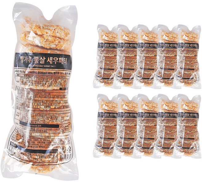 푸드올마켓_ 사세 빵가루 통살 새우패티 800g(80g x 10ea) /냉동 한박스 (800g x 12ea), 800g, 12개