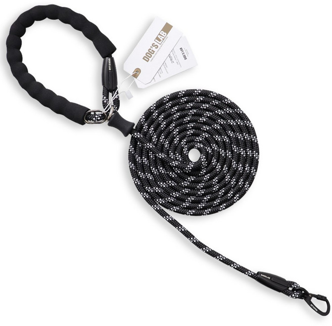 독스랩 로프 PRO 리드줄 스트롱 소형견 중형견 대형견, 블랙, 1개