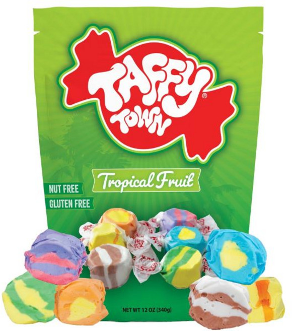 Taffy Town 솜사탕 코튼 캔디 태피 타운 파우치 12온스 1, 열대 태피, 340g, 1개