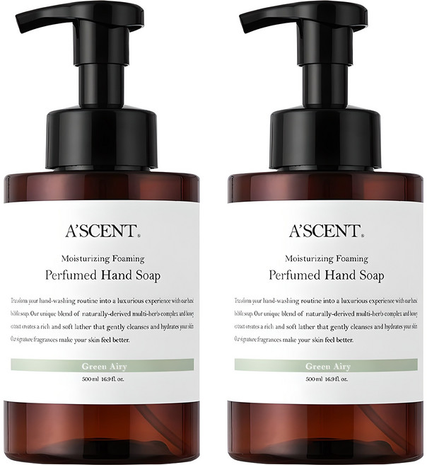 에이센트 퍼퓸드 버블 핸드워시 그린에어리, 500ml, 2개