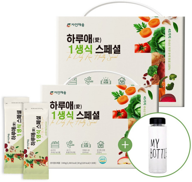 자연채움 하루애 1생식 스페셜 28포(4주분) + 마이보틀 500mL, 30g, 2박스
