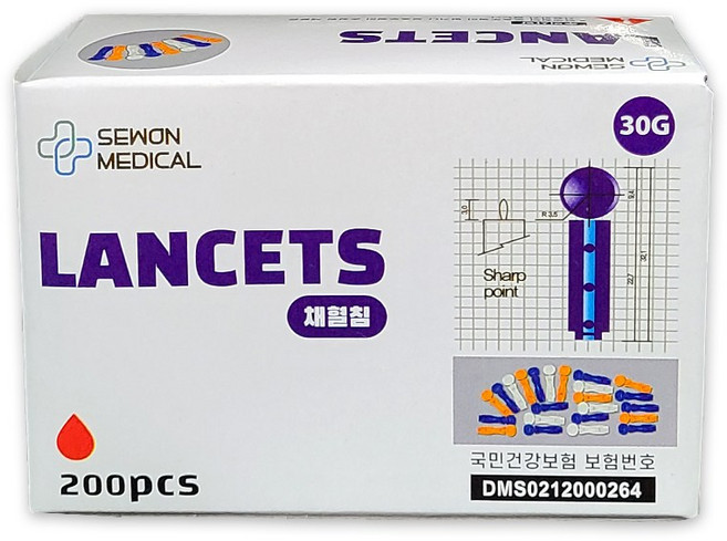 세원 국산 란셋 채혈침 사혈침 30G 200p x 1통