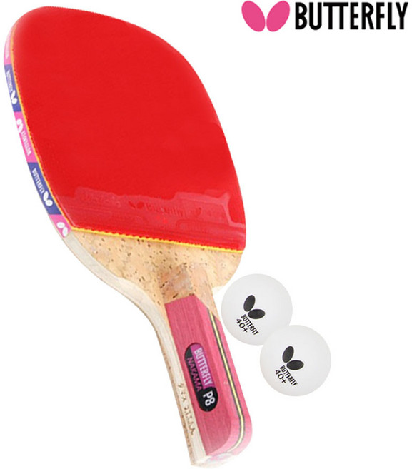 버터플라이 탁구라켓 P-8 펜홀더 단면라켓(+공2ea), 1개