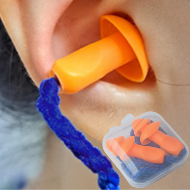 H7M _끈이 달린 재사용 가능 귀마개 + 케이스 _ 소음방지 귀마개 재사용귀마개 재사용가능귀마개 공부귀마개, 5개, 1쌍