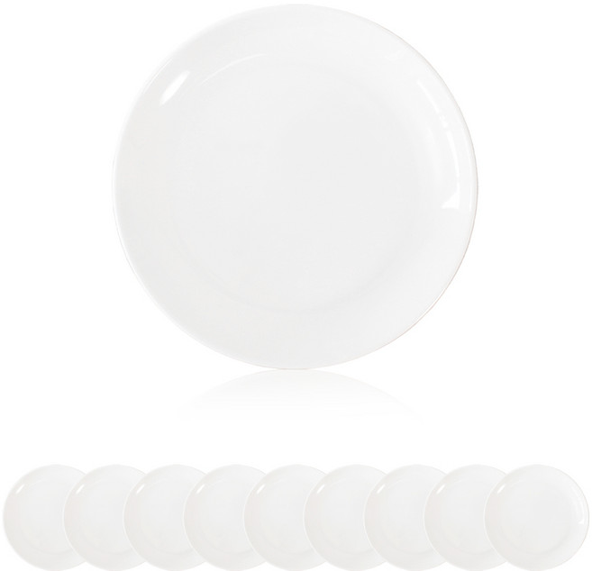 키친왕 업소용 화이트멜라민 원형접시, 10개, 화이트