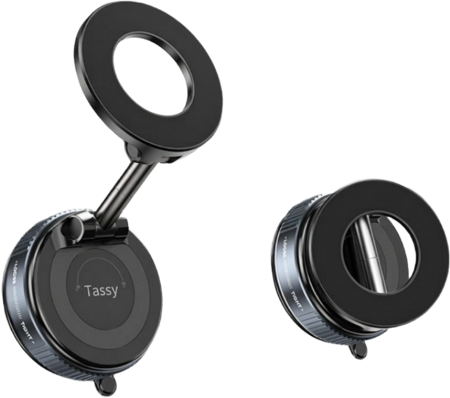 Tassy 흡착 차량용 맥세이프 접이식 거치대 휴대폰, 블랙, 1개