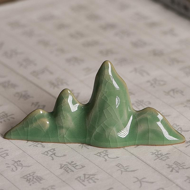 good 中國風青瓷學生用毛筆筆託筆架筆擱書法用品文房四寶桌面擺件, 哥梅奇峯筆山, 1個