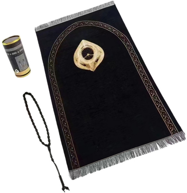 포켓 매트 휴대용 기도 매트 러그 무슬림 이슬람 기도 매트 상자 예배용, Black stone barrel