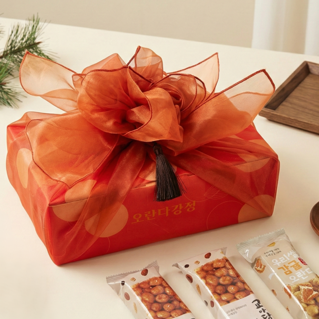교아당 3종 오란다 한과 보자기 선물세트 18입, 482g, 1세트