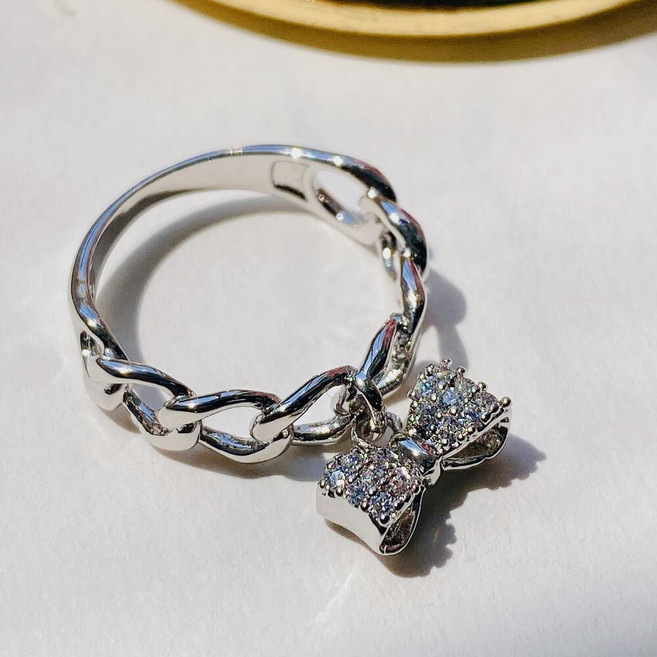 홀리데이 볼륨 리본체인 반지 (애끼반지)