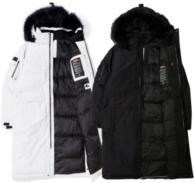 아이더 EIDER 주머니 많은 야상형 스타일 탄탄한 소재 롱 기장 롱패딩 구스 다운 자켓