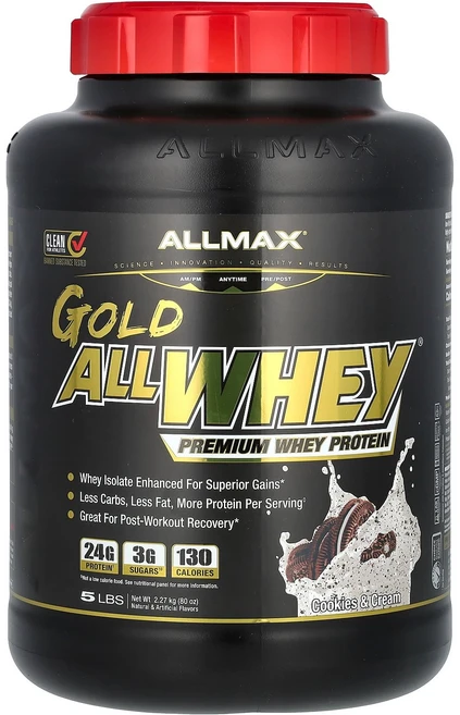 ALLMAX 올맥스 GOLD ALLWHEY 웨이 5 lbs 파우더 프로틴 단백질보충제, 2.27kg, 1개 - 쿠팡