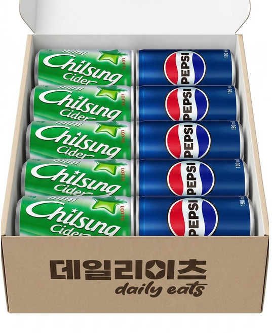 [데일리이츠] 칠성음료 작은캔 탄산 음료수 2종류 10캔 기획세트, 1박스, 190ml